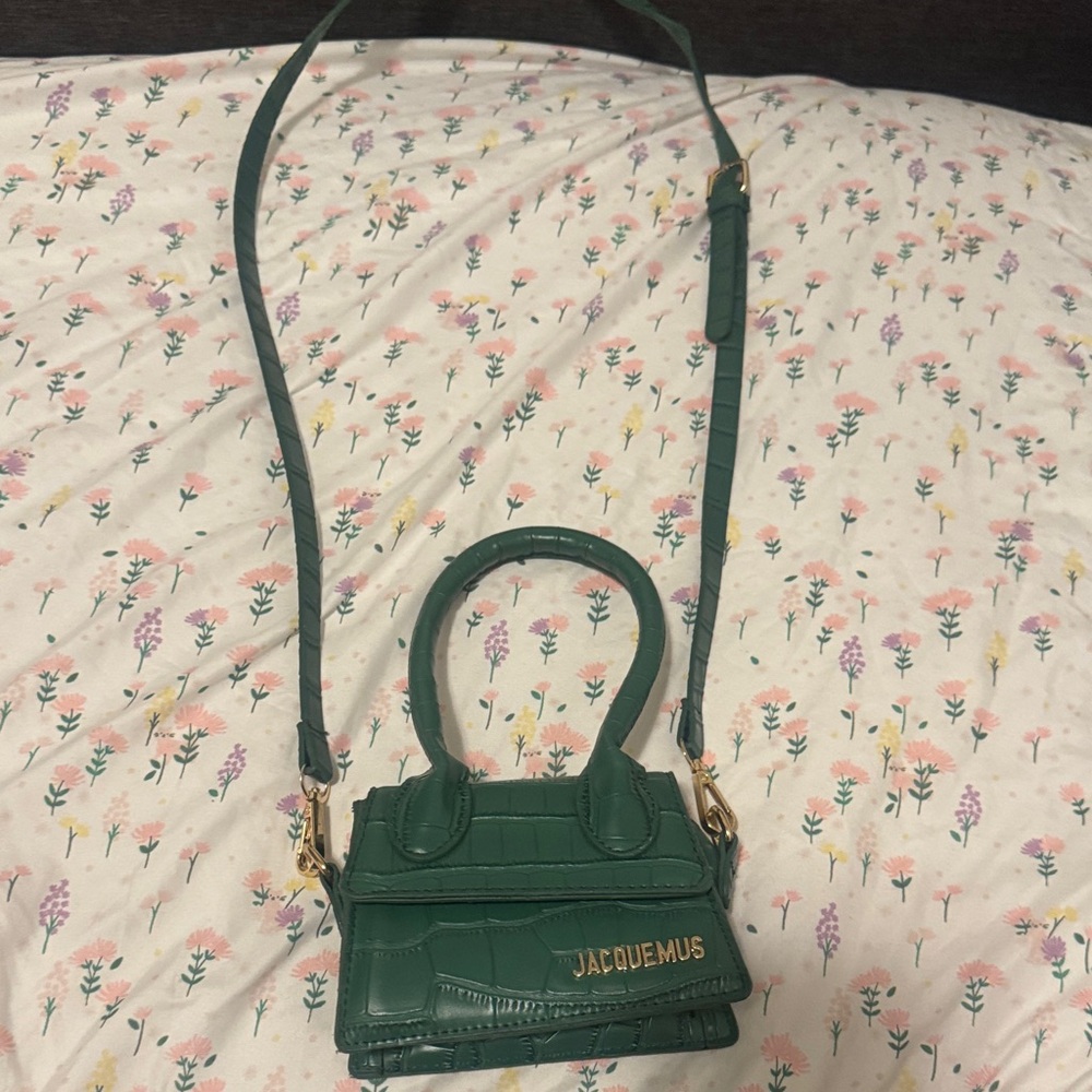 Jacquemus Deep Green Croc-Embossed Mini Bag